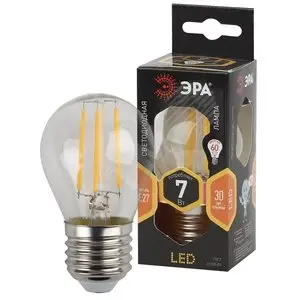 Лампа светодиодная декоративная LED 7 Вт 910Лм 2700К шар, филамент теплый E27 230В F-LED P45-7W-827-E27