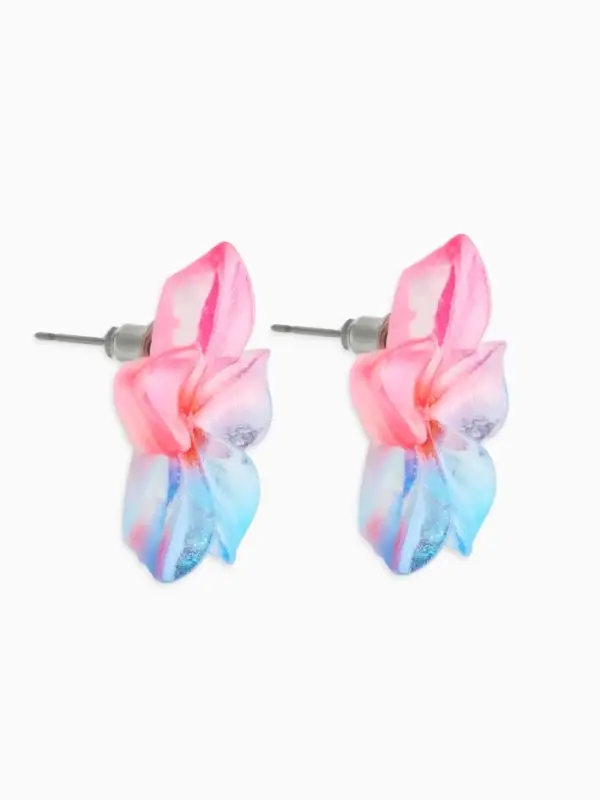 Серьги пластик &laquo;Цветок Лилии&raquo;, прозрачные, блёстка, розовый, голубой