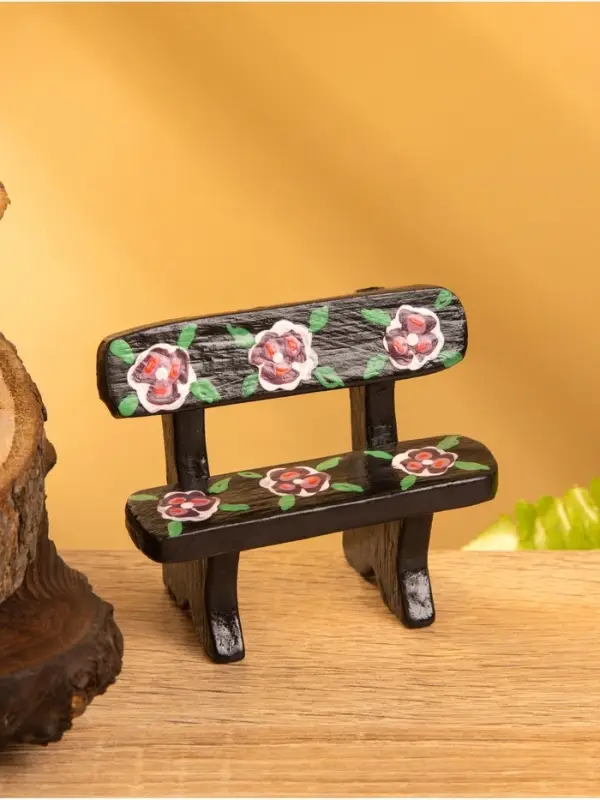 Мебель для кукол &laquo;Скамейка с цветами&raquo;, 6.5&times;3.5&times;6 см, дерево, чёрная