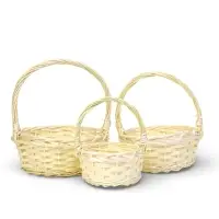 Набор корзин 3 шт ИВА 27x27x11 22x22x10 15x15x9 см ПЛЕТ ручка h=17/14/12 см  выбел