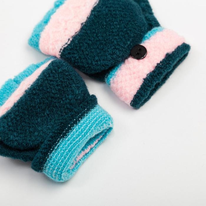 Варежки-митенки детские MINAKU, 14 см, цв.тёмно-зелёный Варежки-митенки детские MINAKU, 14 см, цв.тёмно-зелёный