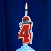 Свеча в торт «Хоккейная», цифра 4, красная