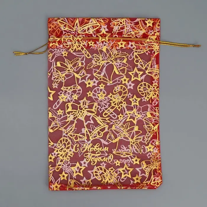 Мешочек подарочный органза «Новогодние игрушки», 16 х 24 см +/- 1.5 см Мешочек подарочный органза «Новогодние игрушки», 16 х 24 см +/- 1.5 см