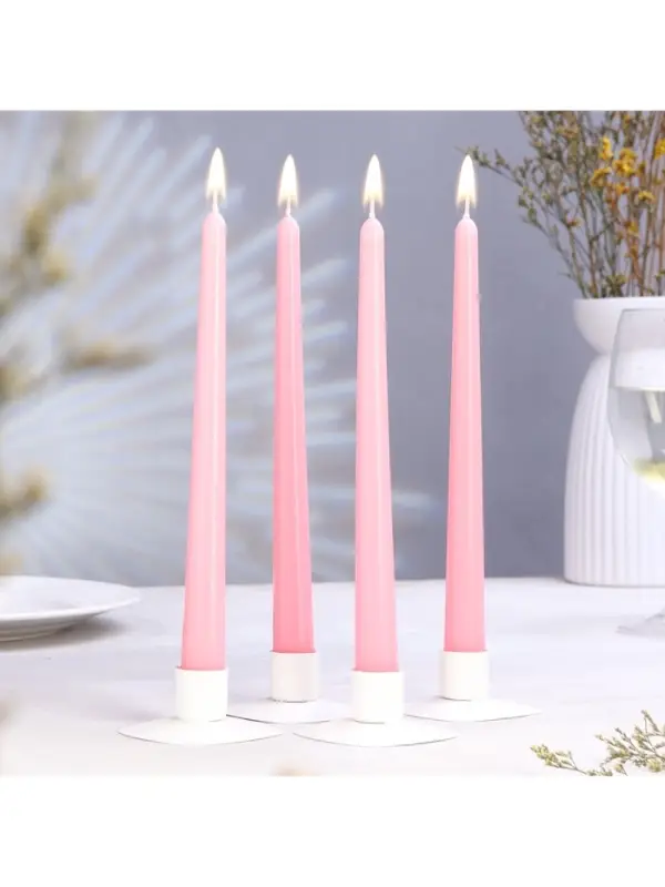 Набор свечей античных, 2.3&times;24.5 см, 5 ч, 55 г, 4 шт., светло-розовая