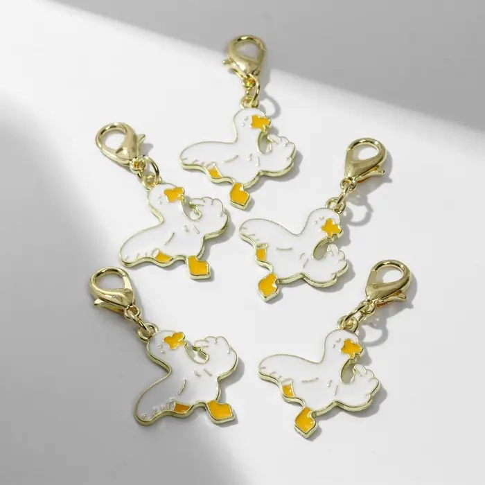 Шарм для браслета «Гусь», цвет бело-жёлтый в золоте Шарм для браслета «Гусь», цвет бело-жёлтый в золоте