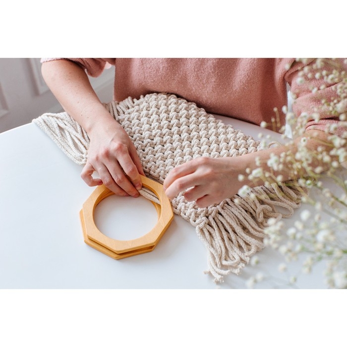 Ручки для сумки деревянные, d = 10,5, 13,5 × 13,5 см, 2 шт, цвет бежевый Ручки для сумки деревянные, d = 10,5, 13,5 × 13,5 см, 2 шт, цвет бежевый