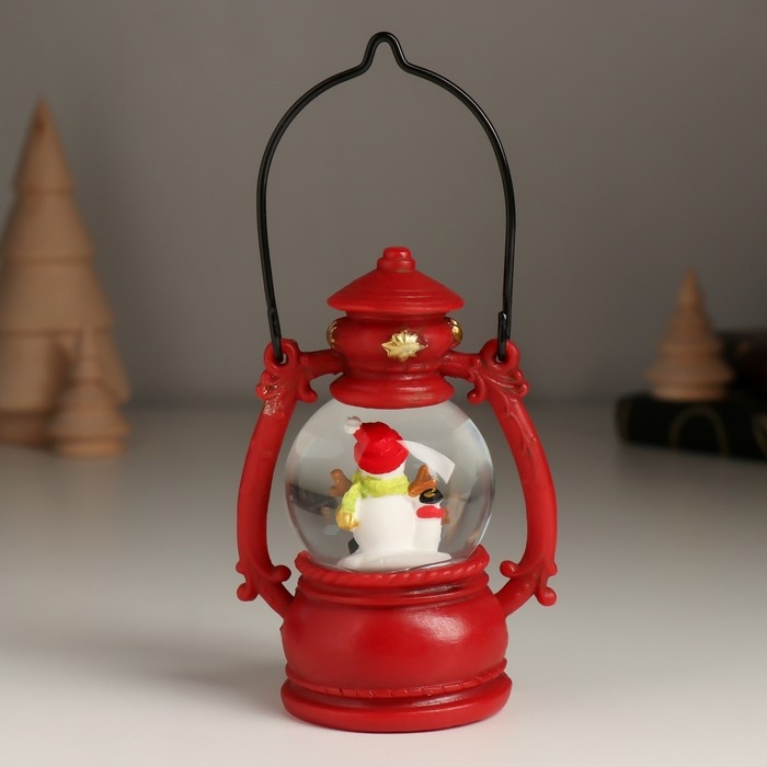 Сувенир полистоун водяной шар Сувенир полистоун водяной шар "Дед Мороз/Снеговик в фонарике" МИКС 7х5х10 см