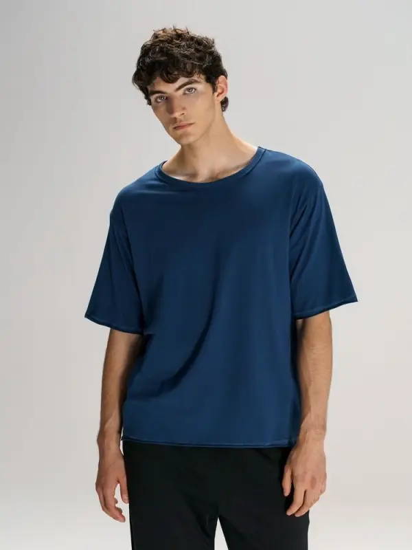 Футболка оверсайз унисекс Vozduh, темно-синяя, размер XS/S Футболка оверсайз унисекс Vozduh, темно-синяя, размер XS/S