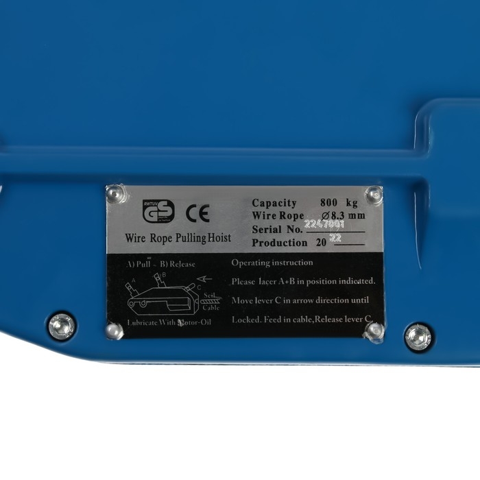 Лебёдка рычажная тросовая МТМ ТУНДРА, трос d = 8.3 мм, 20 м, подъём 0.8 т, нагрузка до 1 т Лебёдка рычажная тросовая МТМ ТУНДРА, трос d = 8.3 мм, 20 м, подъём 0.8 т, нагрузка до 1 т