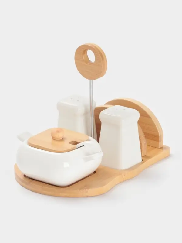 Набор для специй BellaTenero &laquo;Сиена&raquo;, 4 предмета, на подставке, керамика, белый