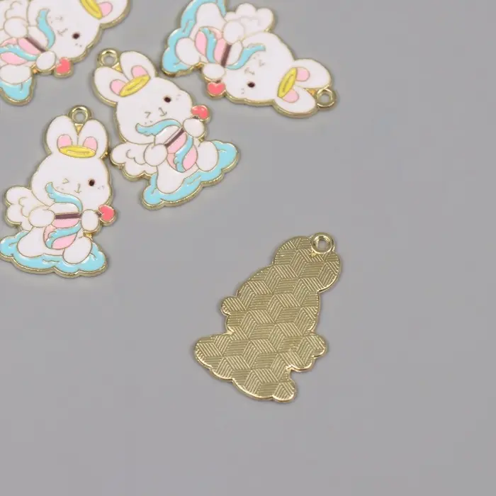 Декор для творчества металл, эмаль Декор для творчества металл, эмаль "Зайчик-купидон" 2,7х1,7 см