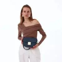 Сумка женская мессенджер TEXTURA на клапане, 23&times;6&times;15 см, синяя