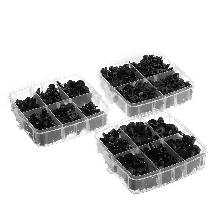 Клипсы и пистоны крепежные, 16 видов, набор 625 шт.