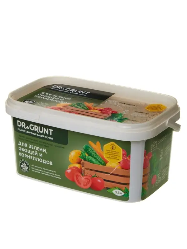 Удобрение минеральное для зелени, овошей, корнеплодов, Dr.Grunt, ведро, 3.3 л Удобрение минеральное для зелени, овошей, корнеплодов, Dr.Grunt, ведро, 3.3 л