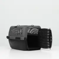 Переноска для животных, 40&times;32&times;26, с пластиковой дверью, серая