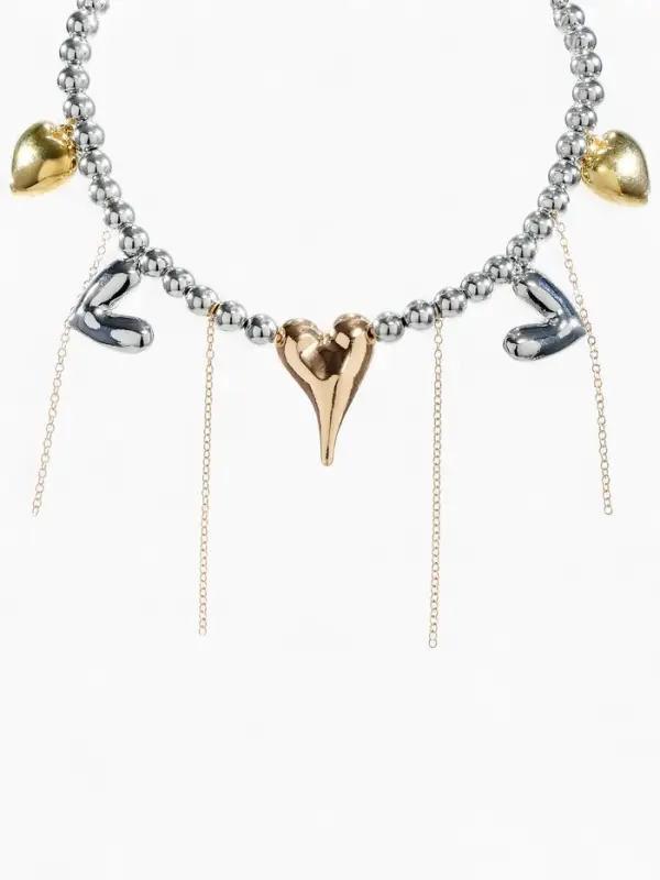 Набор 2 предмета: колье, серьги Набор 2 предмета: колье, серьги "Сердце" любовь, цветной