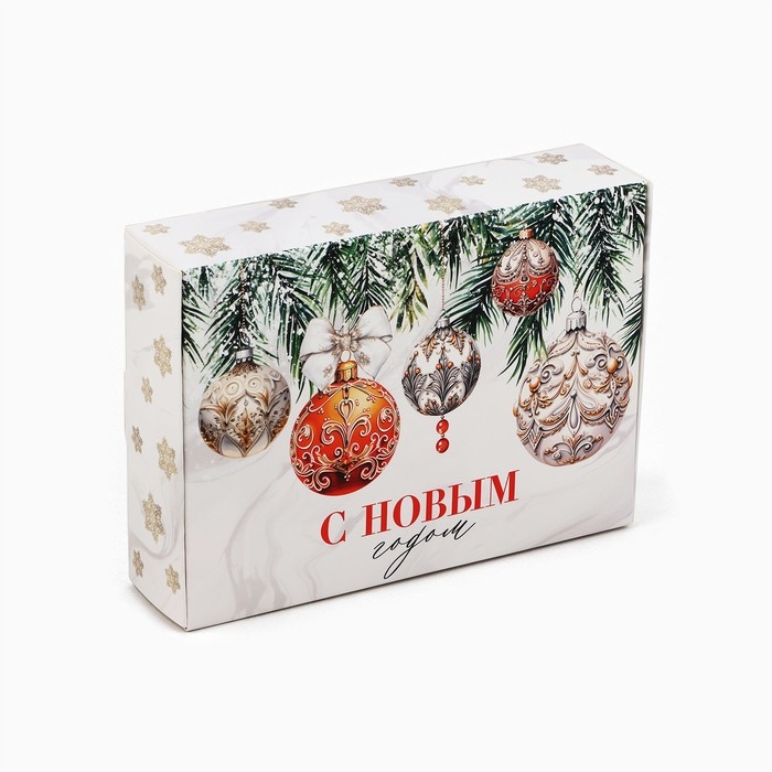 Коробка подарочная новогодняя складная «Роскошные шары», 21 х 15 х 5 см, Новый год