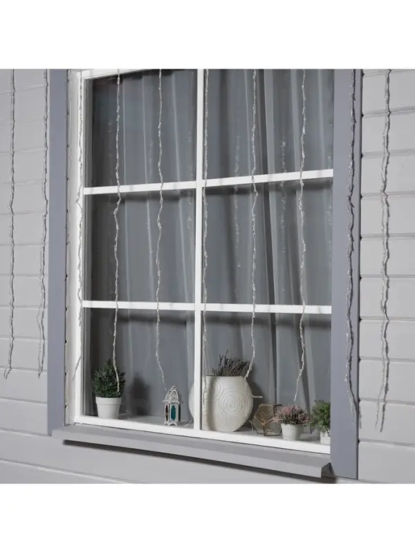 Гирлянда &laquo;Водопад&raquo; 2&times;1.5 м, IP44, прозрачная нить, 400 LED, свечение синее, 8 комбинаций режимов, 220 В