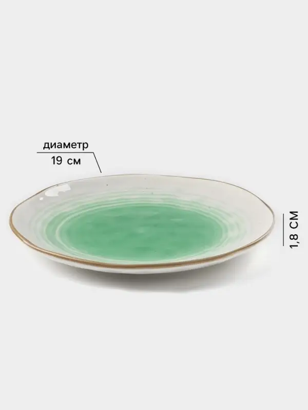 Тарелка Доляна &laquo;Космос&raquo;, d=19 см, фарфор, белая, зелёная