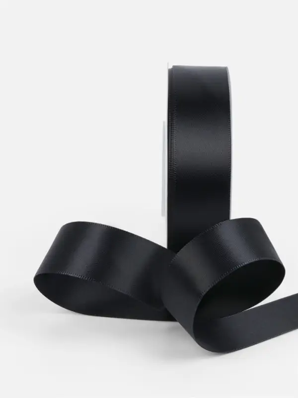 Лента атласная TEIRA, двухсторонняя, 25 мм, 25&plusmn;1 м, чёрная №0030