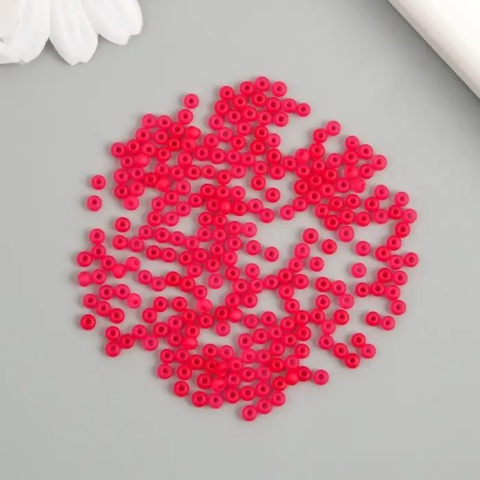 Бисер стекло 8/0  Бисер стекло 8/0 "Матовый полупрозрачный. Оранжево-красный" 10 гр