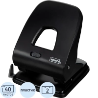 Дырокол Attache Perform до 40 листов, блокиратор,линейка,пластик, черный