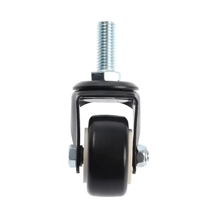 Колесо мебельное ТУНДРА, d=40 мм, поворотное, с футоркой 10&times;25 мм, без тормоза, черное