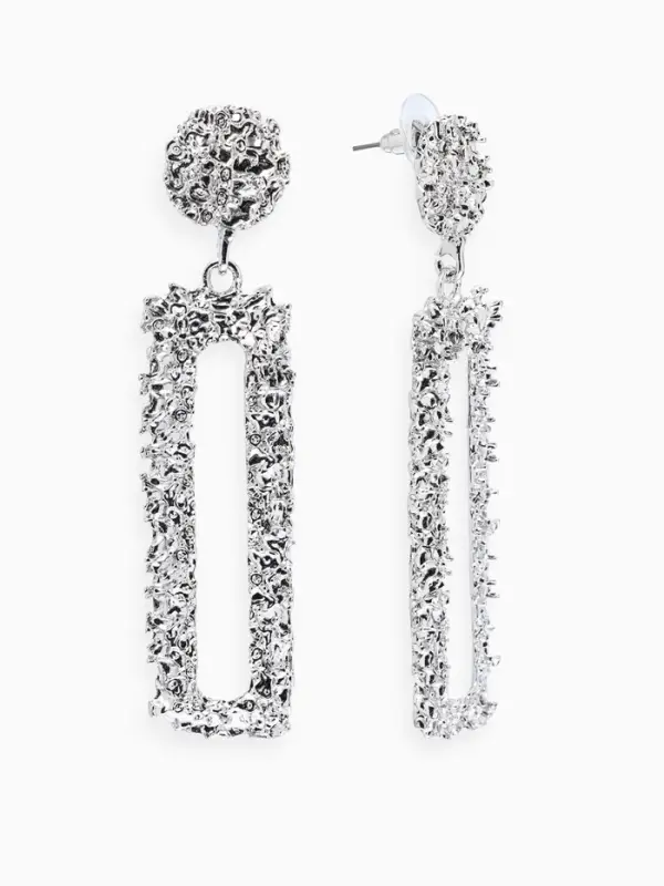 Серьги металл &laquo;Карибы&raquo;, длинный прямоугольник, цвет серебро