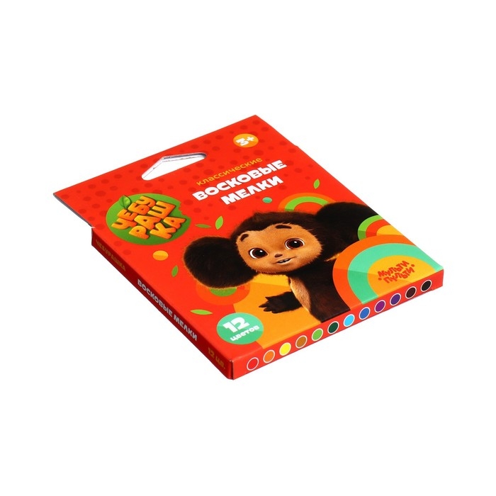 Мелки восковые 12 цветов Мульти-Пульти Мелки восковые 12 цветов Мульти-Пульти "Чебурашка", круглые, картонная упаковка, европодвес