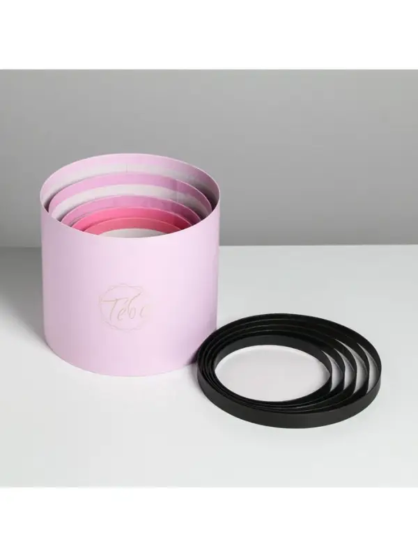 Набор коробок для цветов 5 в 1, упаковка подарочная, &laquo;Чёрно-розовые&raquo;, 14&times;14&times;13 см - 22&times;22&times;19.5 см