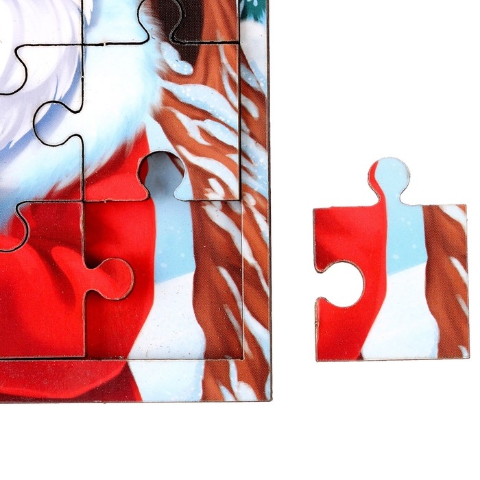 Пазл для детей деревянный на новый год «Дед Мороз и дракоша»