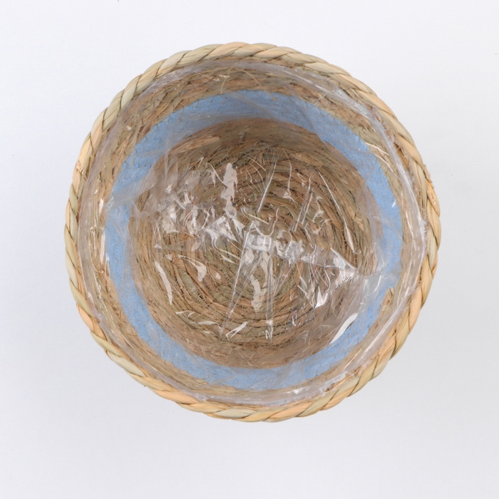 Кашпо плетеное  Кашпо плетеное "Намибия", 17,5х17,5х16 см, натуральный, голубой