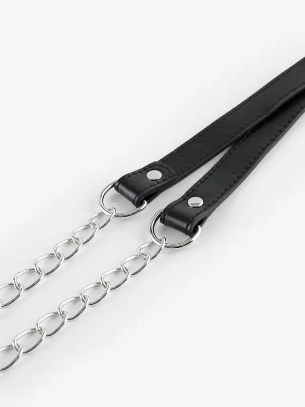 Ручка для сумки, с цепочками и карабинами, 120&times;1.8 см, чёрная