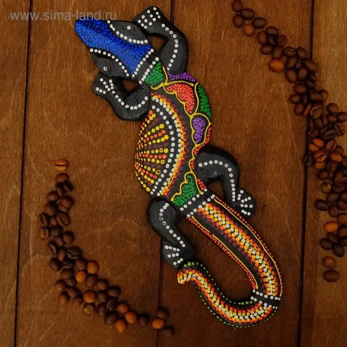 Панно декоративное  Панно декоративное "Ящерица геккон" 24х7,5х1 см МИКС