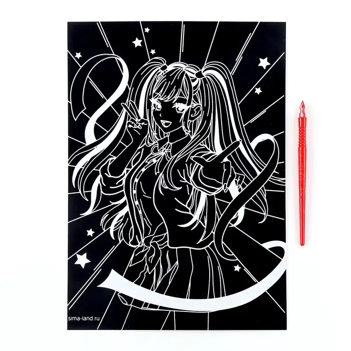 Гравюра &laquo;Девочка аниме&raquo; с эффектом голография, А4