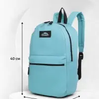 Рюкзак школьный на молнии, с карманом, однотонный, размер 30&times;12&times;40 см, голубой