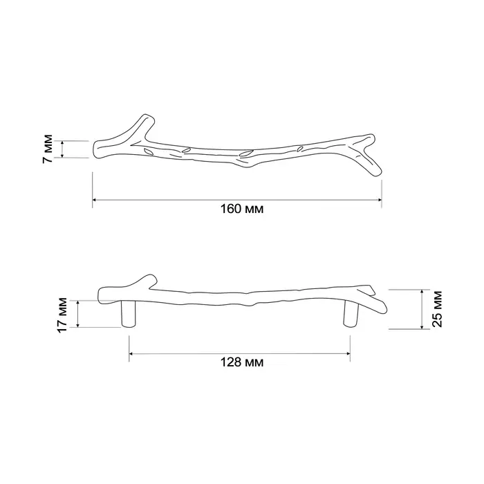 Ручка-скоба CAPPIO RSC009 &laquo;Ветка&raquo;, м/о 128 мм, цвет старинное серебро