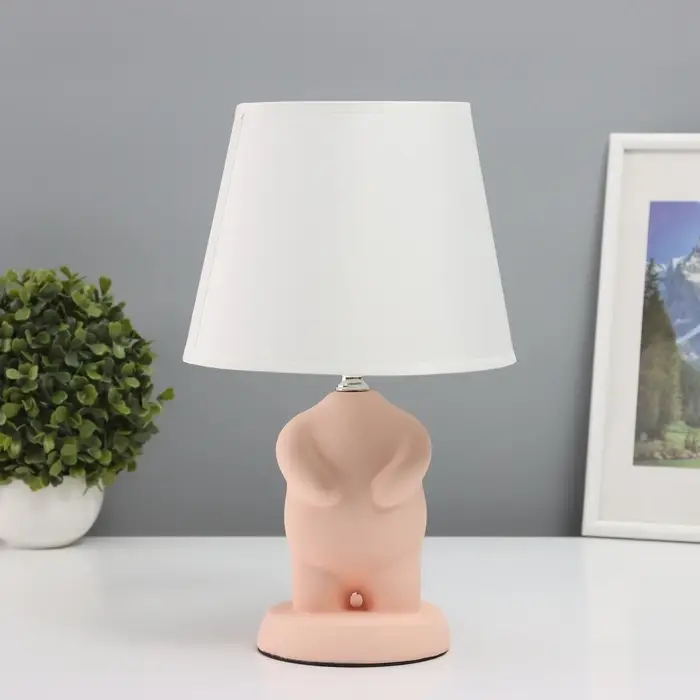 Лампа настольная RISALUX &laquo;Пузан&raquo;, 40 Вт, Е14, розовая, 19.5&times;19.5&times;34 см