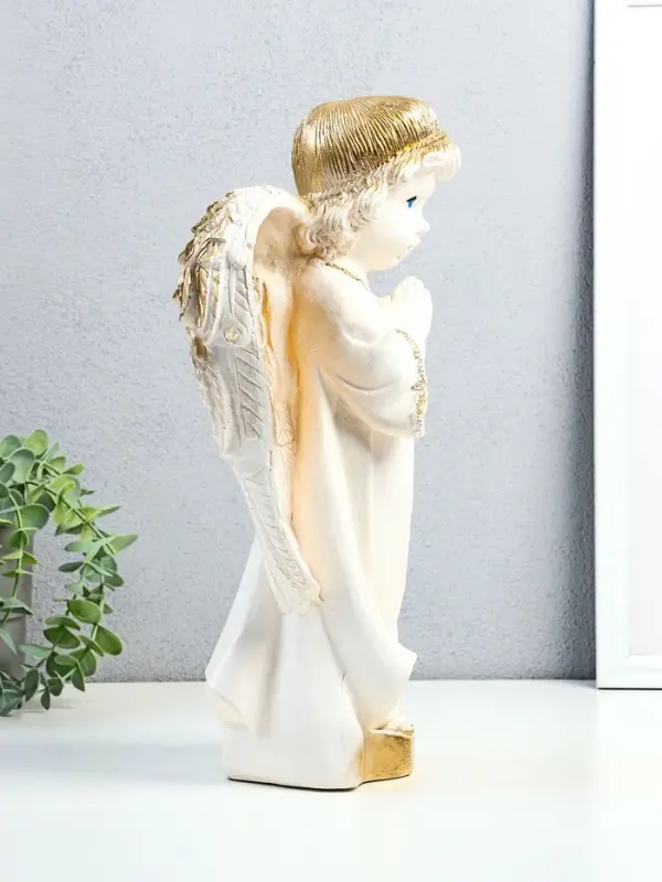 Фигурка гипс &laquo;Ангел в молитве&raquo;, белое золото, 17&times;15&times;35 см