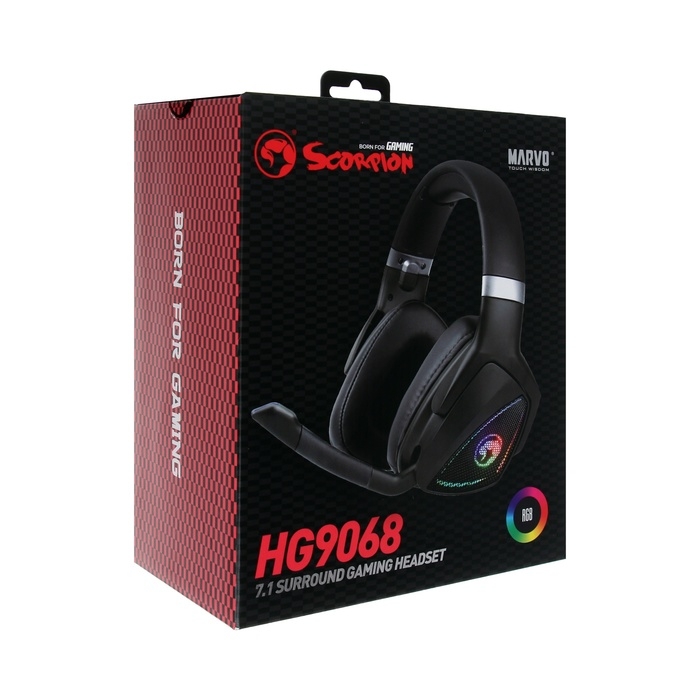 Наушники Marvo HG9068, игровые, полноразмерные, микрофон, USB, 2.1 м, RGB, чёрные Наушники Marvo HG9068, игровые, полноразмерные, микрофон, USB, 2.1 м, RGB, чёрные