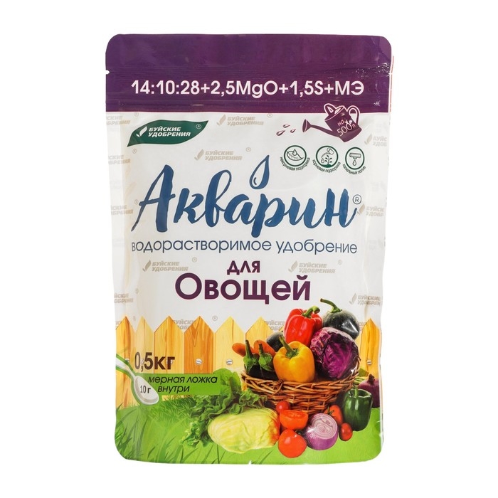 Удобрение комплексное водорастворимое Акварин  Удобрение комплексное водорастворимое Акварин "Для овощей", 0,5 кг