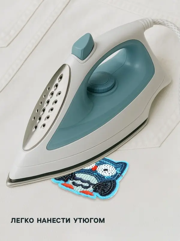 Термоаппликация «Сова», с пайетками, 6×5.3 см, синяя Термоаппликация «Сова», с пайетками, 6×5.3 см, синяя