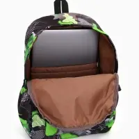 Рюкзак школьный на молнии, с карманами, с принтом, размер 30&times;13&times;42 см, зелёный