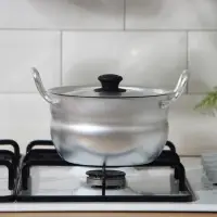 Кастрюля, 1.7 л, d=16 см, с крышкой, штампованный алюминий, серебристая