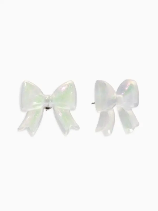 Серьги пластик &laquo;Бантик&raquo;, перламутровый, белые, радужные