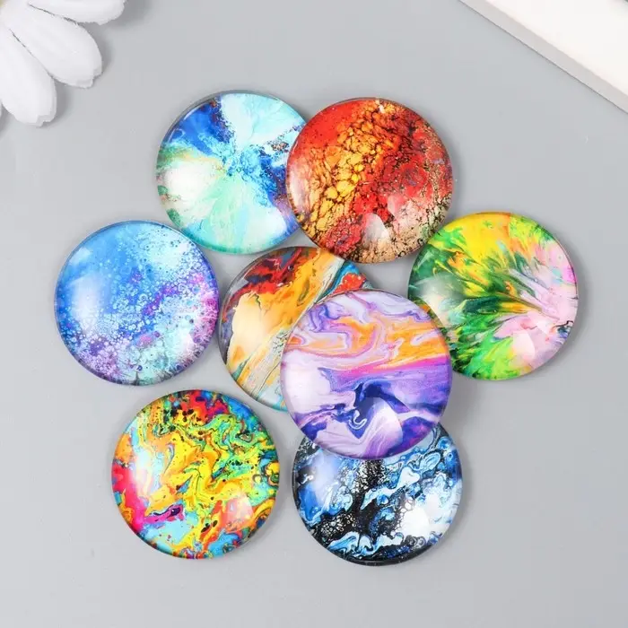 Декор (кабошон) для творчества стекло Декор (кабошон) для творчества стекло "Природные краски" МИКС d=3 см