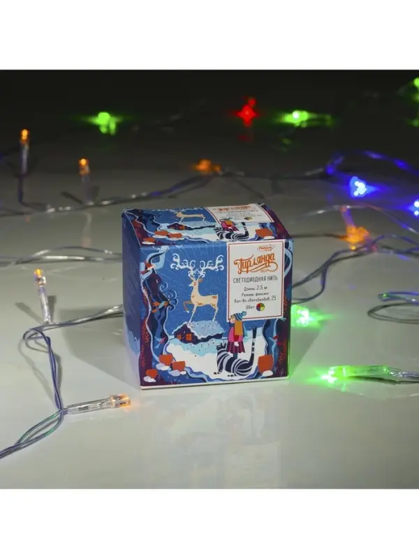 Гирлянда &laquo;Нить&raquo; 2.5 м, IP20, прозрачная нить, 25 LED, свечение мульти, фиксинг, 220 В