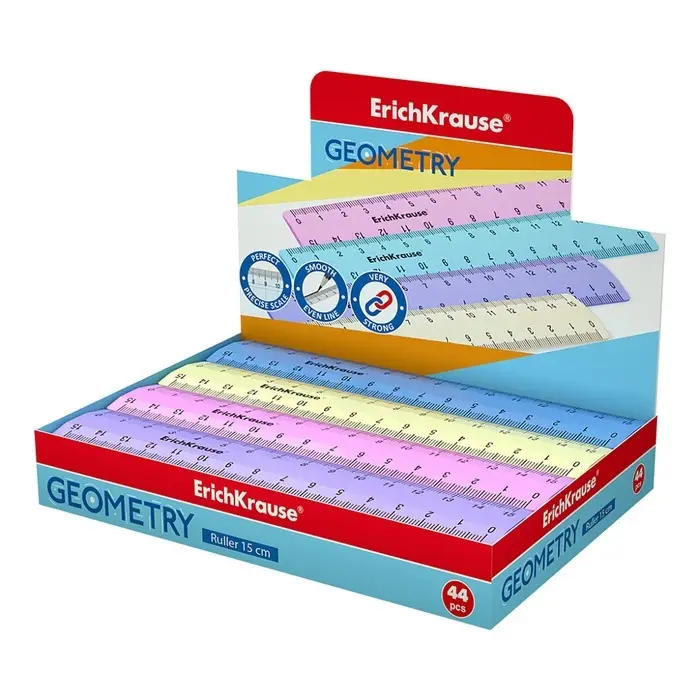 Линейка 15 см ErichKrause Линейка 15 см ErichKrause "Pastel" , непрозрачная, двухсторонняя шкала, микс