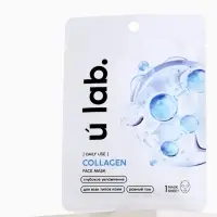 Маска для лица тканевая с экстрактом морского коллагена, увлажняющая, ULAB