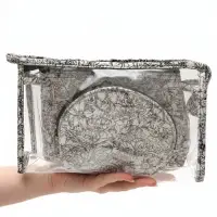 Набор косметичек 3 в 1, с рисунком, 25.5&times;8.5&times;16.5 см, чёрный